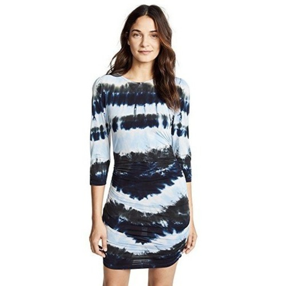 Young Fabulous & Broke Acadia Blue Tie Dye Bodycon Dress Size M Cupro Stretch